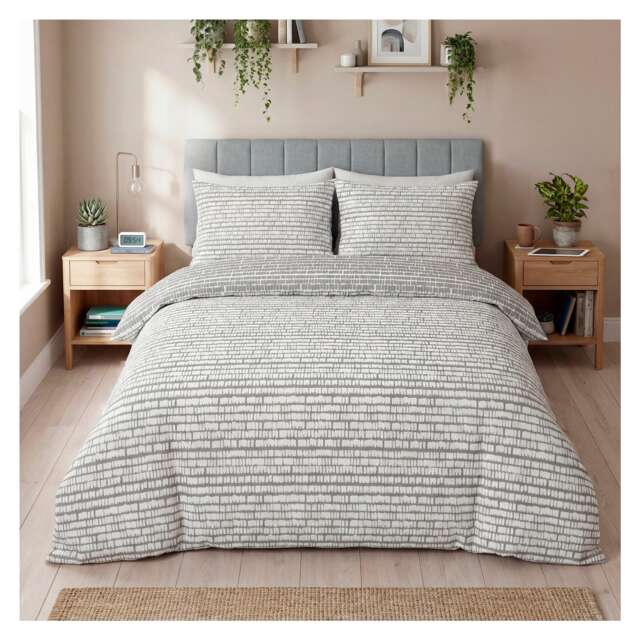 Silentnight Supersoft Grey Geo Duvet Cover Set Single