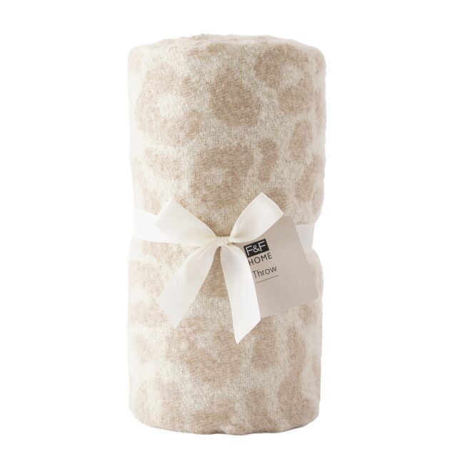 F&F Home Leopard Faux Mohair Throw
