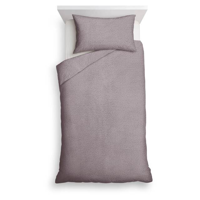F&F Home Grey Teddy Fleece Duvet Cover Set Single