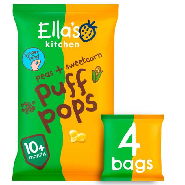Ella's Kitchen Organic Peas & Sweetcorn Puff Pops 4 X 9G