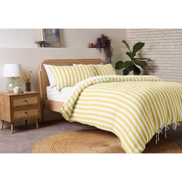 F&F Home Buttermilk Stripe Muslin Duvet Set - King