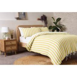 F&F Home Buttermilk  Stripe Muslin Duvet Set - King