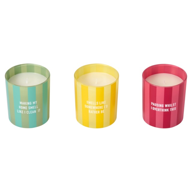 F&F Home Block Stripe Slogan Jar Candle Assortment