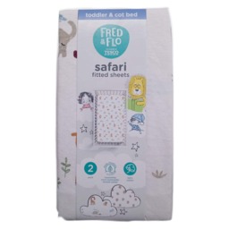 Fred & Flo Safari 2pk Cotbed Fitted Sheets