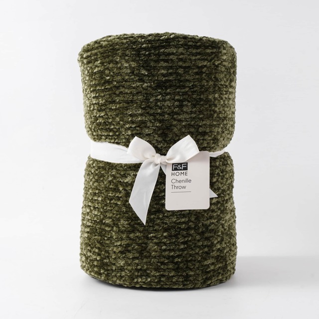 F&F Home Thyme Green Chenille Throw