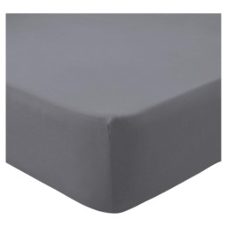 F&F Home Poly Cotton Fitted Sheet Grey Super King