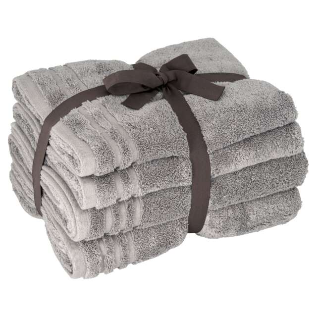F&F Home Egyptian Cotton Hygro Towel Bale Silver 4 Piece