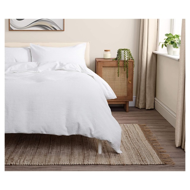 F&F Home Bedding White Waffle Duvet Set Double