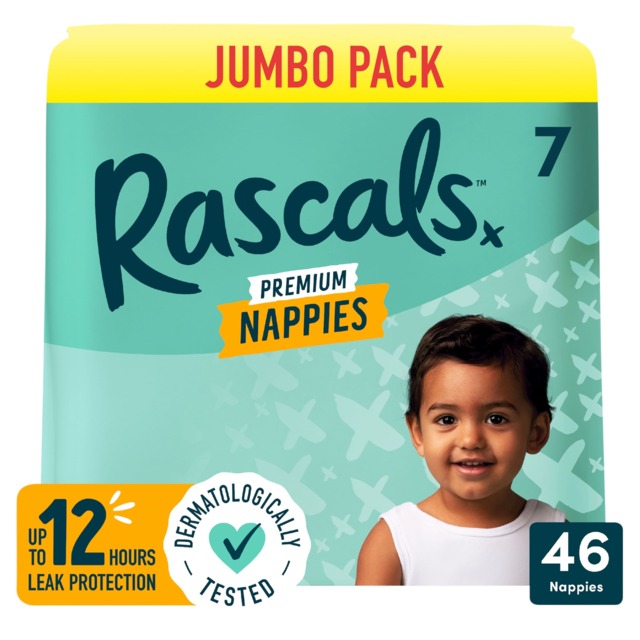 Rascals Premium Nappies, Size 7 - 46 Jumbo Pack