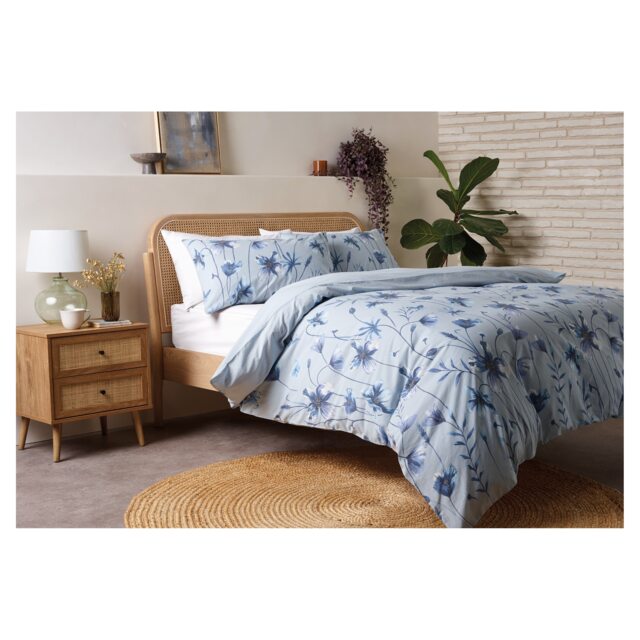 F&F Home Washed Cotton Butterflies Duvet Set Super King