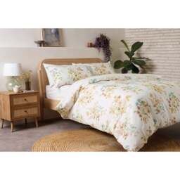 F&F Home Washed Cotton Vintage Floral Duvet Cover Set Super King