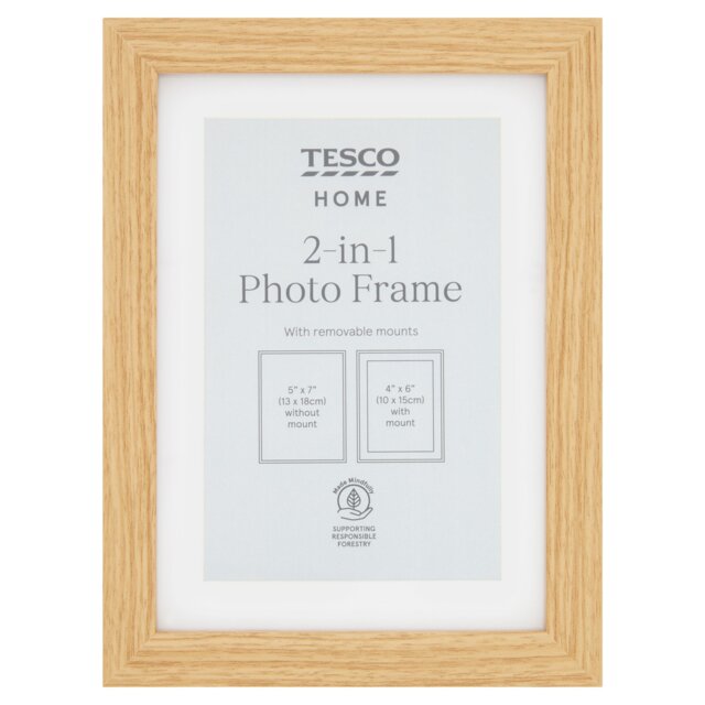 Tesco Photo Frame 2 In 1 Oak Effect