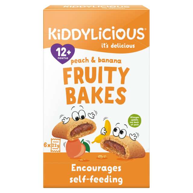 Kiddylicious Fruity Bakes - Peach & Banana 6x22g