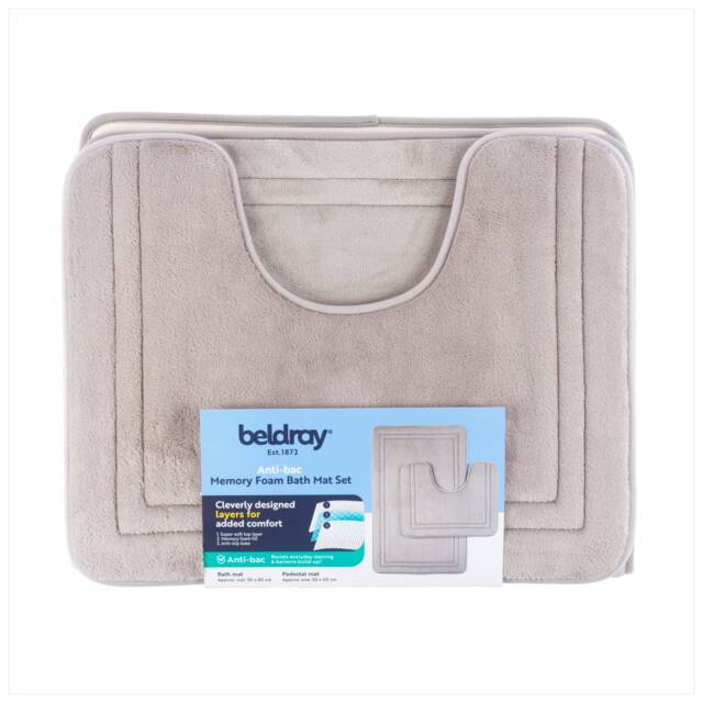 Beldray Anti-Bac Memory Foam 2 Piece Bath Mat Set