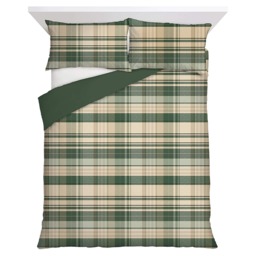 F&F Home Brushed Cotton Green Check Duvet Cover Set King