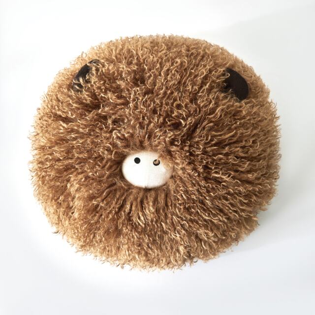 F&F Home Highland Cow Mongolian Faux Fur Face Cushion