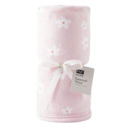 F&F Home Pink Flower Supersoft Throw