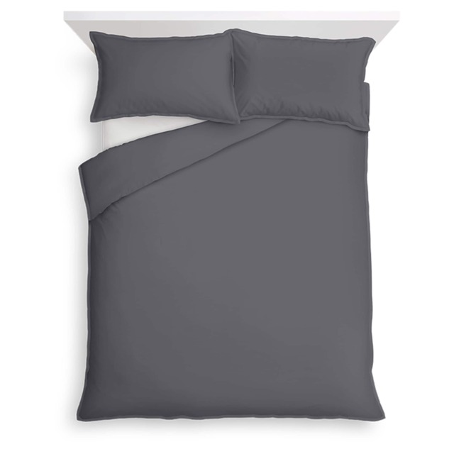 F&F Home Bedding 100% Cotton Oxford Edge Duvet Set Grey Double