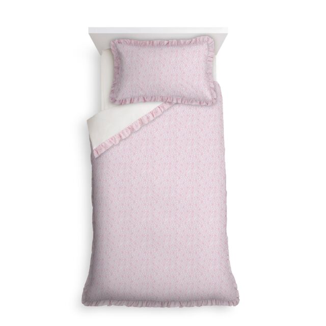 F&F Home Pink Floral Ruffle Duvet Set Single