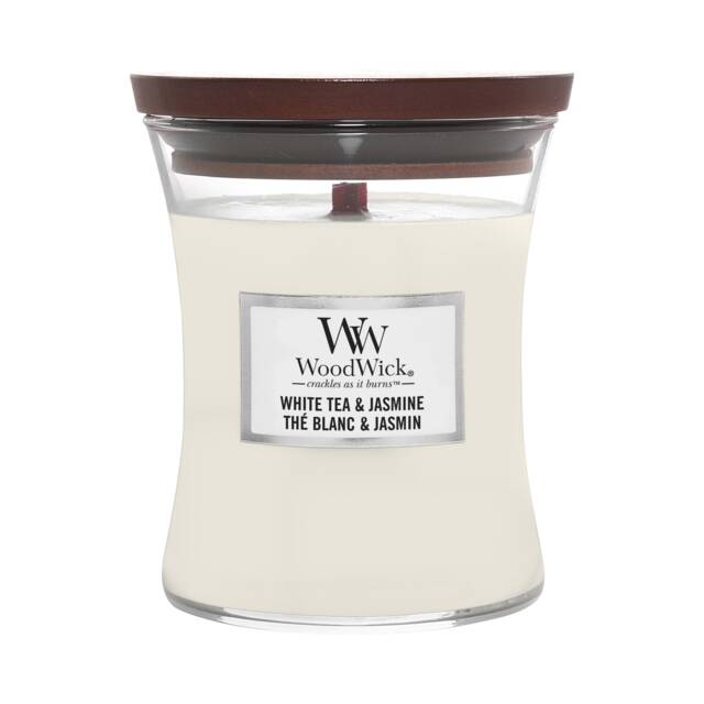 Woodwick White Tea and Jasmine Medium Hourglass Candle 275g