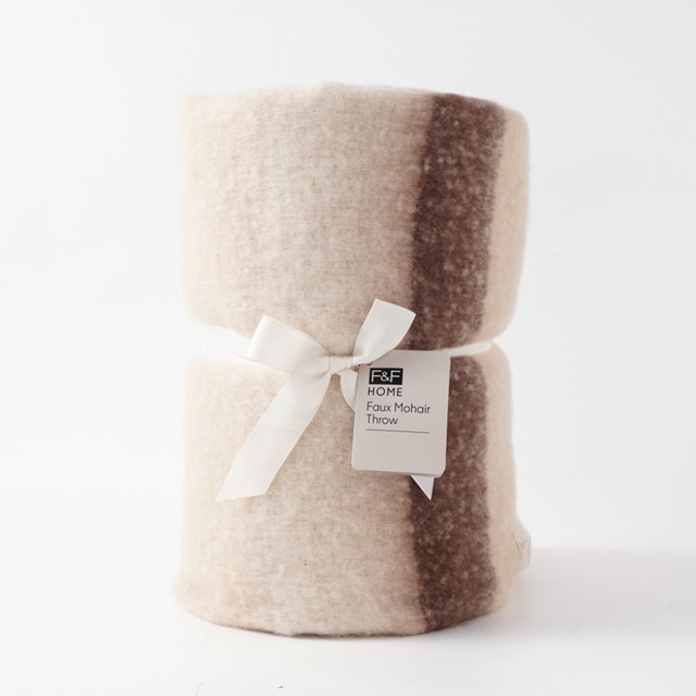 F&F Home Ombre Stripe faux Mohair Throw