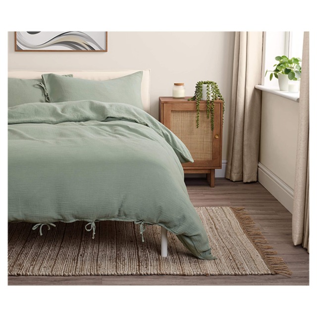 F&F Home Bedding Muslin Sage Duvet Set King