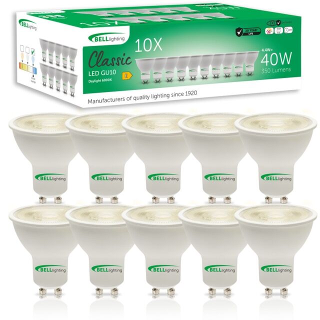 BELL Lighting GU10 LED Spotlight Energy Saving Light Bulb 4.4W 38 Degree White Cool White - 6000k 10