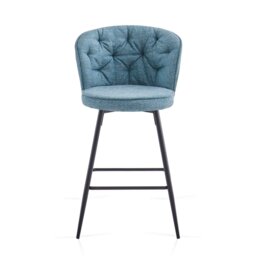 SONARA Set of 1 Blended Woven Fabric Counter Height Bar Stools with Backrest Blue