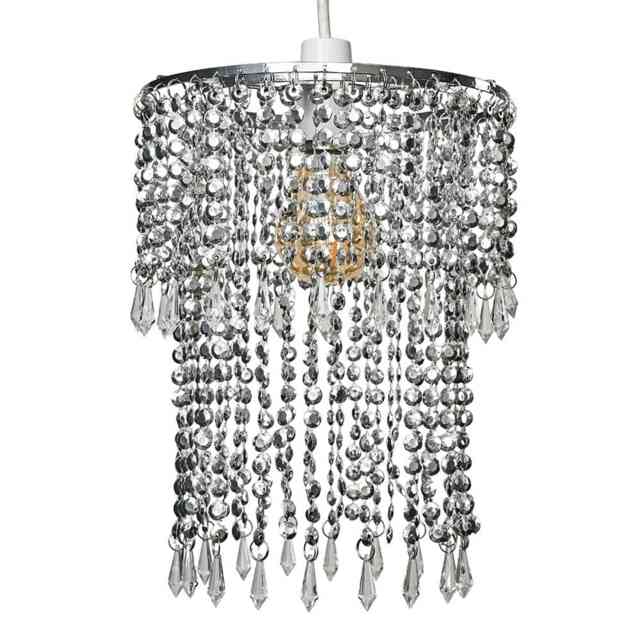 ValueLights Chrome Acrylic Bead Effect Silver Ceiling Shade Chrome