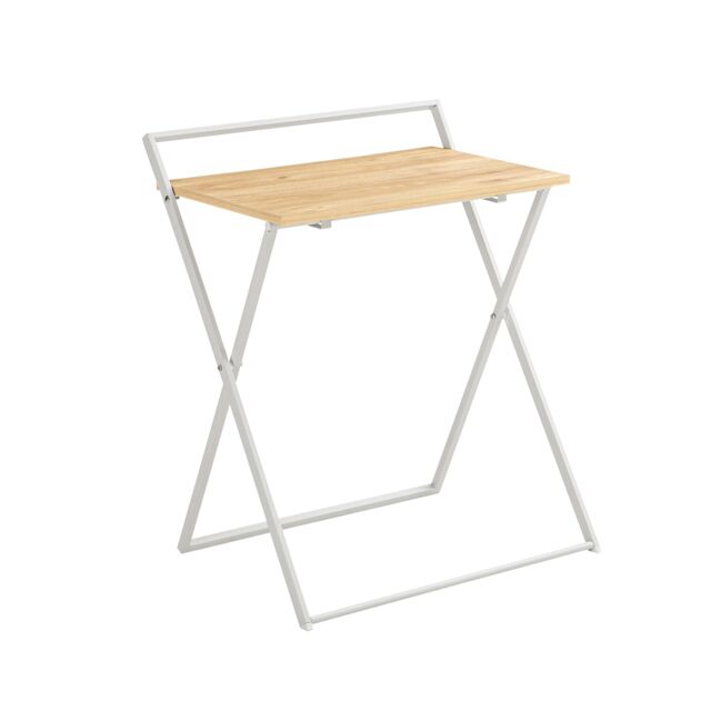 SoBuy Foldable Computer Desk, Light Oak & White, 24.8x17.7x30.3 inches, 5.1 kg - FWT88-WN