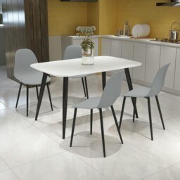 Aspen White 120cm Rectangular Dining Table with 4 Curve Plastic Chairs - Modern Dining Set Grey Grey One Size 1