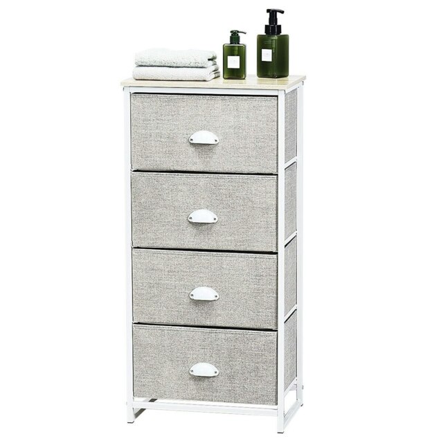 COSTWAY Chest of Drawers with 4 Drawers Organizer Unit White White