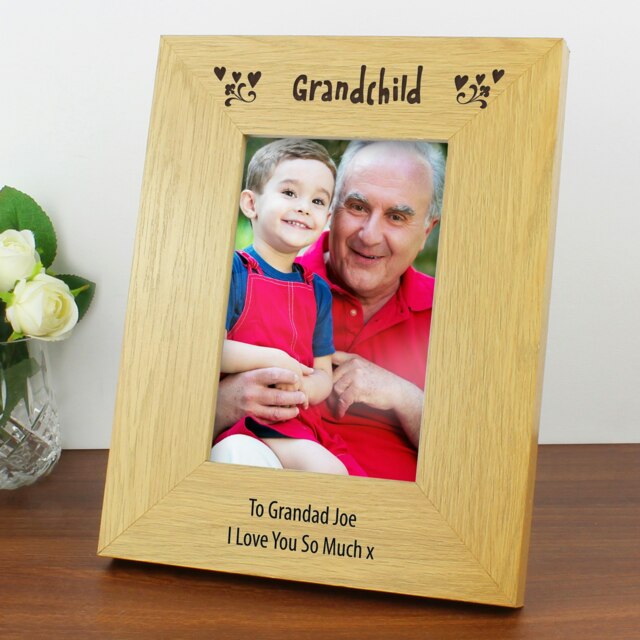 Personalised Oak Finish 6x4 Grandchild Photo Frame Brown One Size