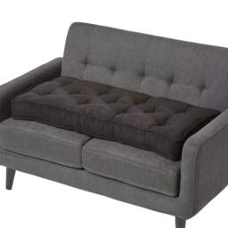 Homescapes Black Faux Suede 2 Seater Booster Cushion Black Black H 10 x W 100 x D 48 cm