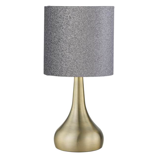 Romana - Antique Brass Touch Operated Table Lamp with Glitter Shade