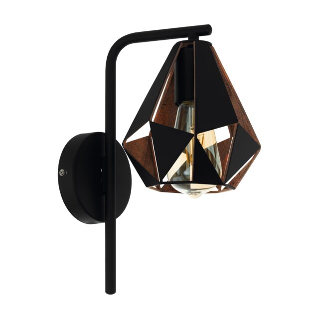 EGLO Carlton 4 Black/Copper Metal Wall Light Fixture - Contemporary Design (D) 31.5cm