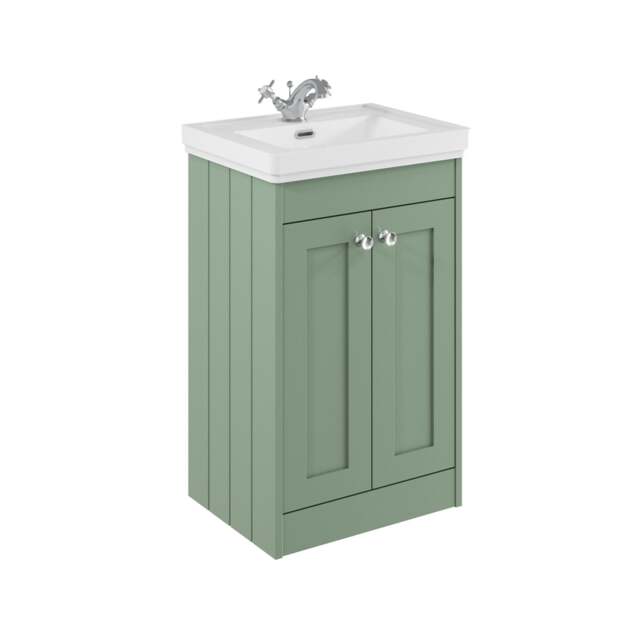Balterley Floor Standing 2 Door Unit with Classic Basin 1 Tap Hole Green 800 x 500 x 390mm