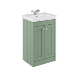 Balterley Floor Standing 2 Door Unit with Classic Basin 1 Tap Hole Green 800 x 500 x 390mm
