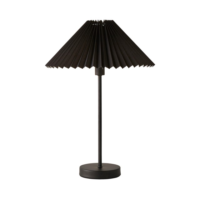 ValueLights Akira Black Pleat Shade Side Table Lamp Black
