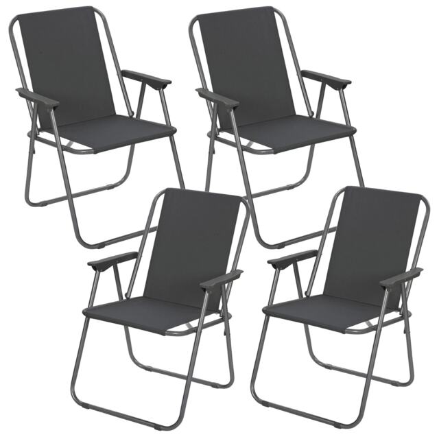Garden Patio Metal Folding Spring Deck Chairs Camping Beach Picnic Outdoor Seats Grey 4 Grey