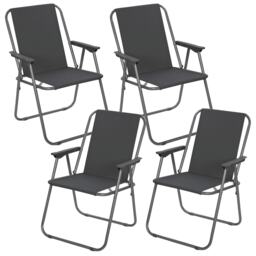 Garden Patio Metal Folding Spring Deck Chairs Camping Beach Picnic Outdoor Seats Grey 4 Grey