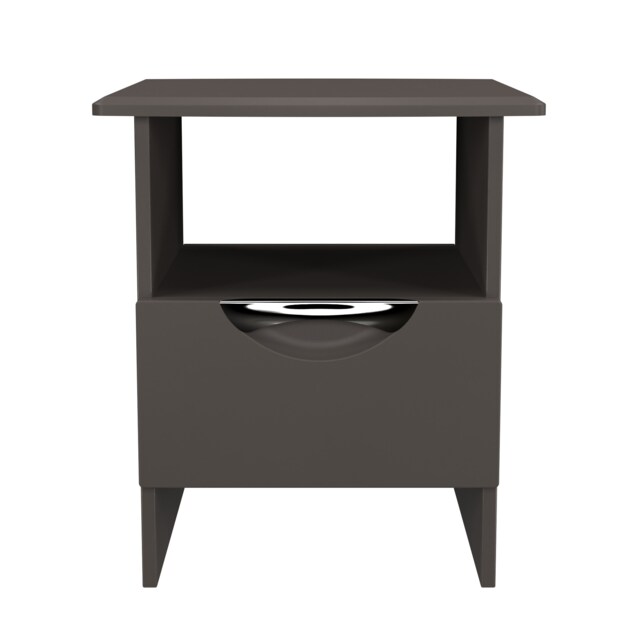 Holborn Bottom Drawer Lamp Table in Black Gloss & Black (Ready Assembled) Black Black Gloss & Black