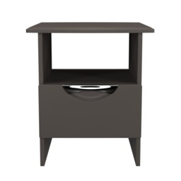 Holborn Bottom Drawer Lamp Table in Black Gloss & Black (Ready Assembled) Black Black Gloss & Black