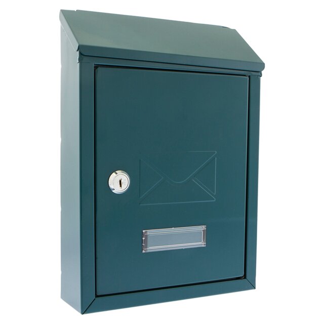 Burg-Wachter Green Avon Dual Entry Wall Mounted Galvanised Steel Lockable Weatherproof Post Box - 21x30x7cm Green Green