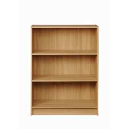 Essentials 3 Tier Bookcase Wide Display Shelving Storage Unit Wood Furniture Oak