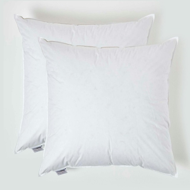 "Homescapes Luxury Duck Feather Cushion Pad Insert Inner 80 x 80 cm (32 x 32 inches) - Pack of 2 White 80 x 80 cm (32 x 32"")"