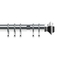 35mm Fixed Length Metal Curtain Pole Set Chrome Aztec Finial 90cm Silver Silver