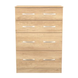 Hampshire 4 Drawer Deep Chest of Drawers in Nebraska Oak (Ready Assembled) Brown Nebraska Oak