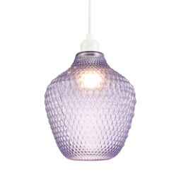 Designer Soft Lilac and Purpler Curvy Diamond Etched Glass Pendant Lamp Shade Purple Lilac 1