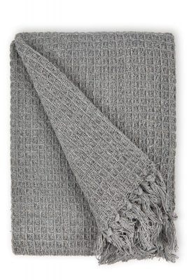 "Waffle Collection Recycled Cotton Throw in Silver (90"" x 100"")"